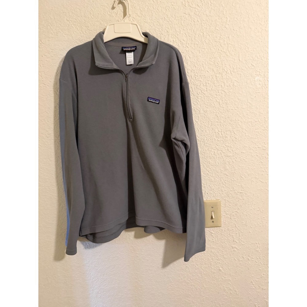 Patagonia Synchilla Mens Large Gray Quarter Zip Fleece Pullover Sweater L